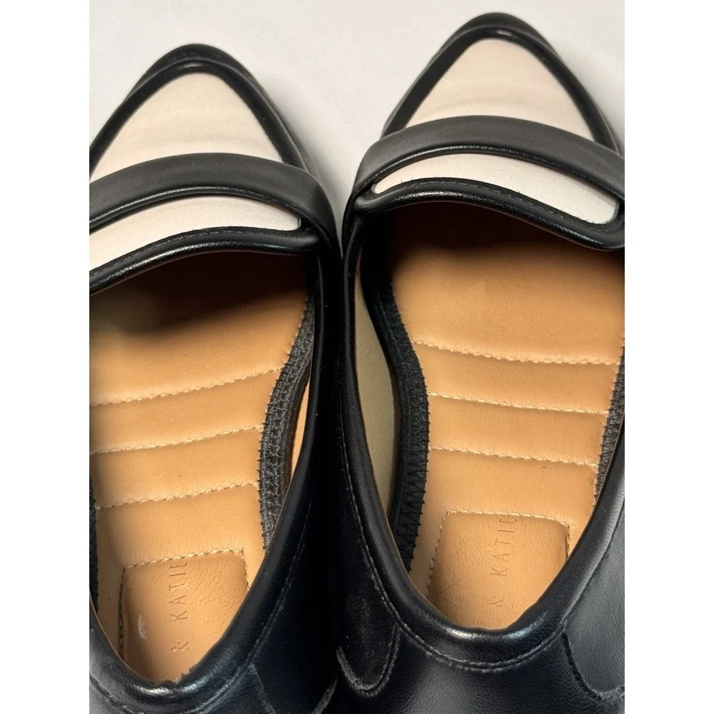 Black White Colorblock Loafer Kelly & Katie Women's Comfort  6 Flats Preppy